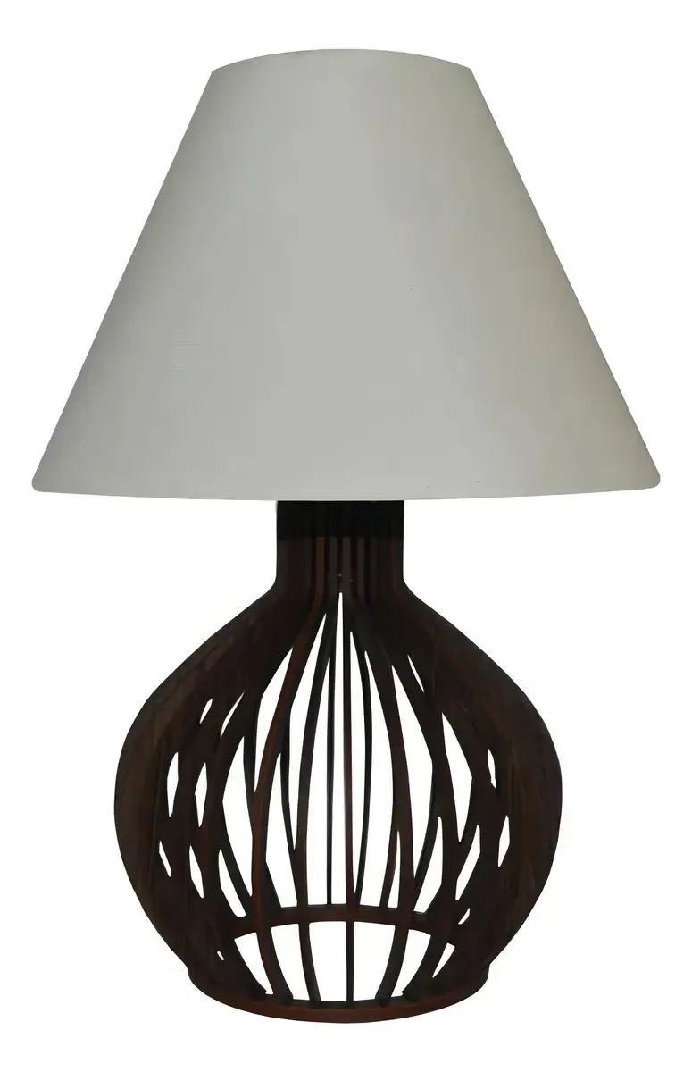 Abajur De Mesa Madeira Mdf Branco