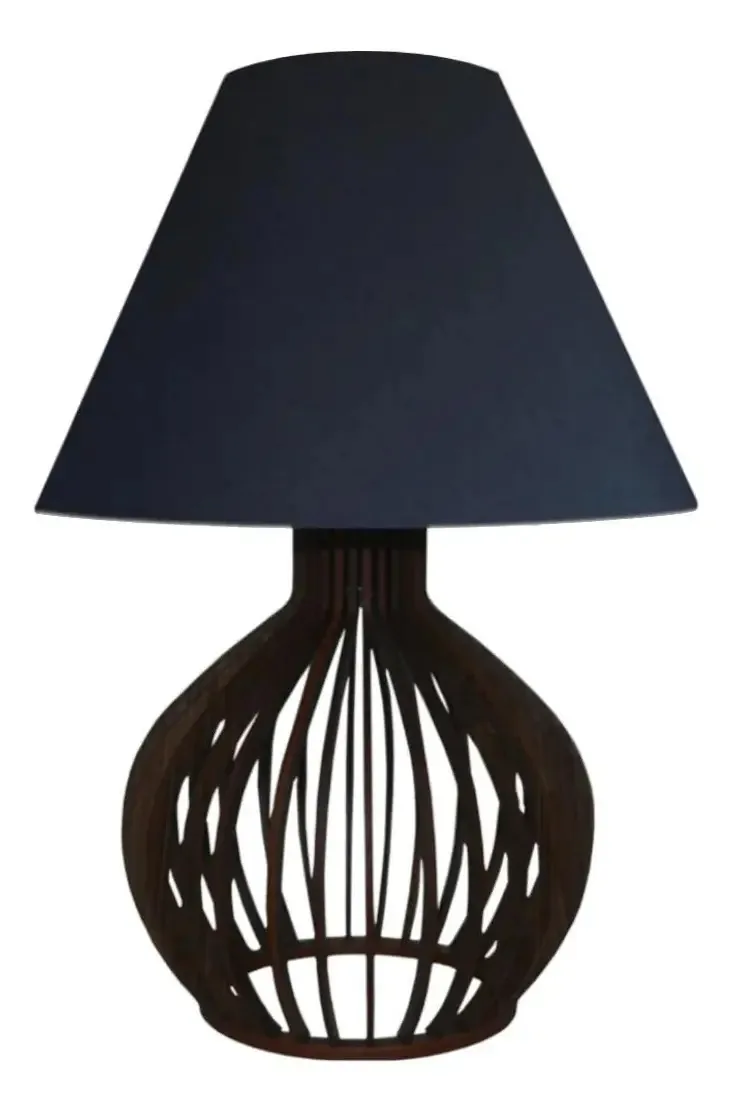Abajur De Mesa Madeira Mdf Preto