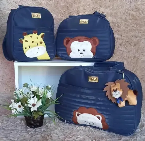 Bolsa Maternidade Kit 3 Peças Safari Marinho