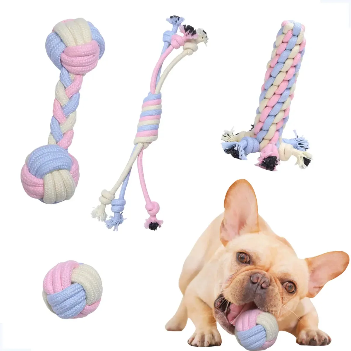 Kit 4 Brinquedos De Corda Nó Mordedor Resistente Pet Cães