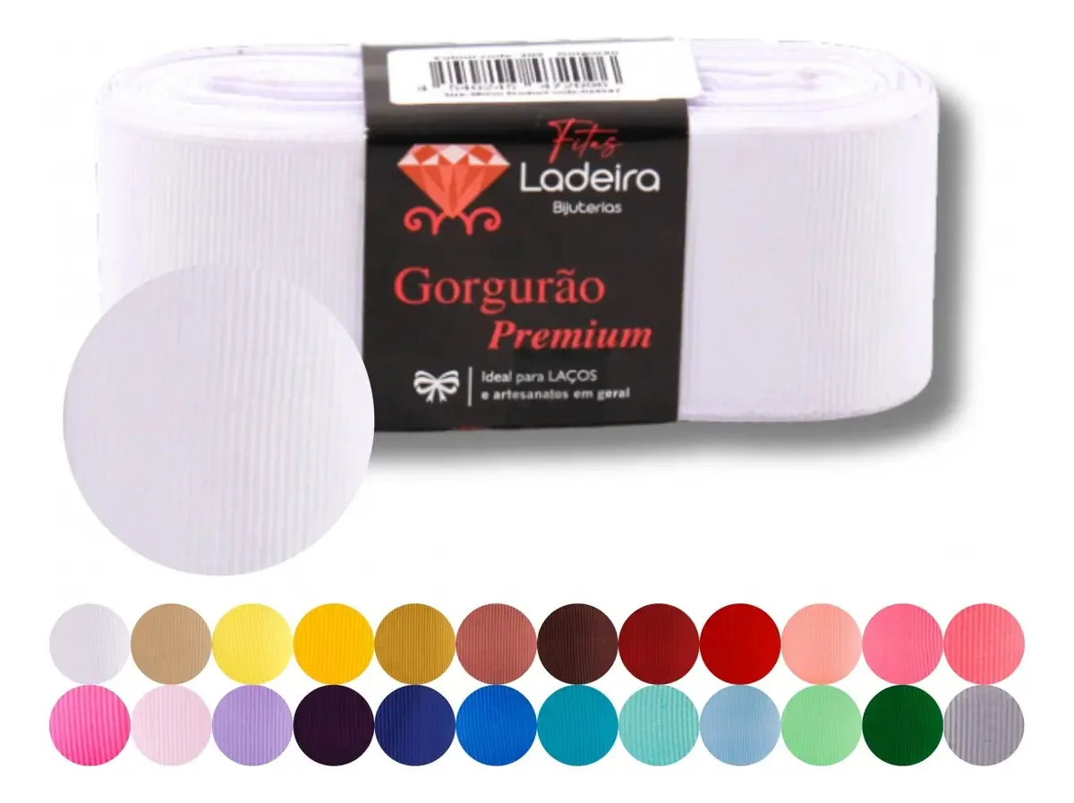 Fita de Gorgurão Liso Branca para Laços e Artesanato – 38 mm x 10 m