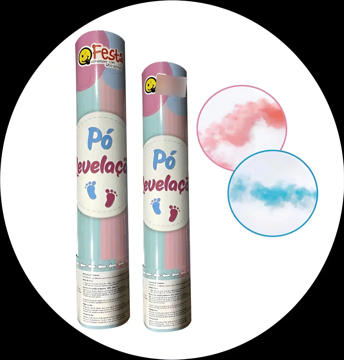 Kit Com 2 Lança Pó Para Chá Revelação Rosa/azul (30cm) Cor Rosa