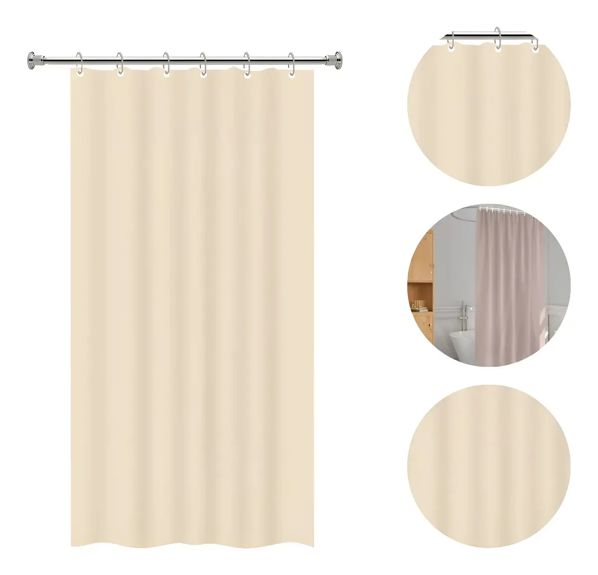Cortina Box Banheiro Vinil Antimofo 1,38x1,98m Marrom Com Ganchos