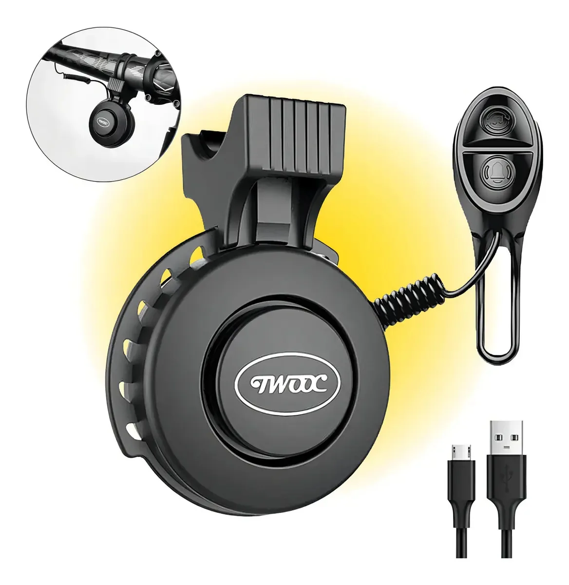 Buzina Elétrica Para Bike Sirene Bicicleta 4 Modos De Som Extra Forte 120db Cor Preto