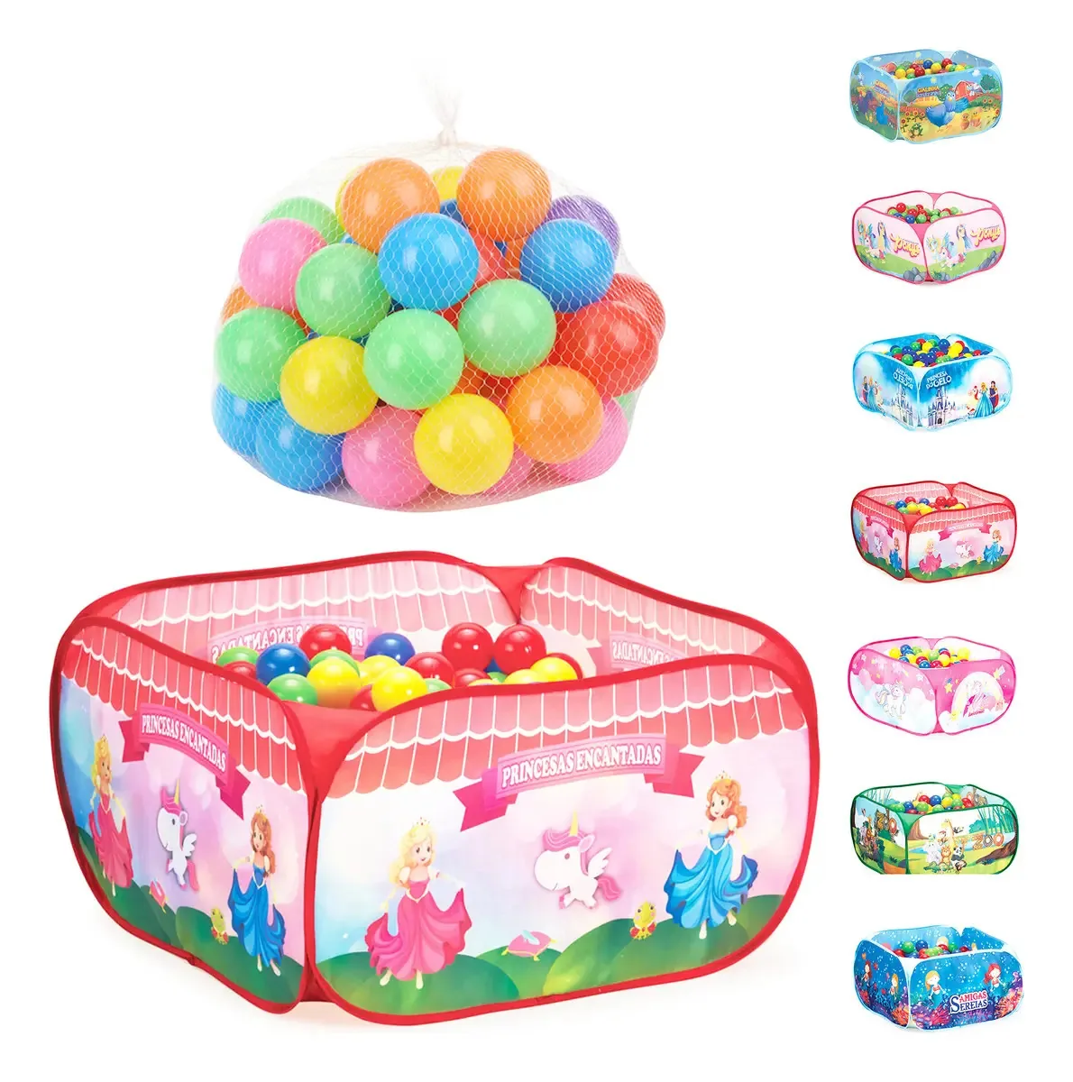 Piscina De Bolinhas Infantil Menina Com 40 Bolas Colorida Cor Princesas