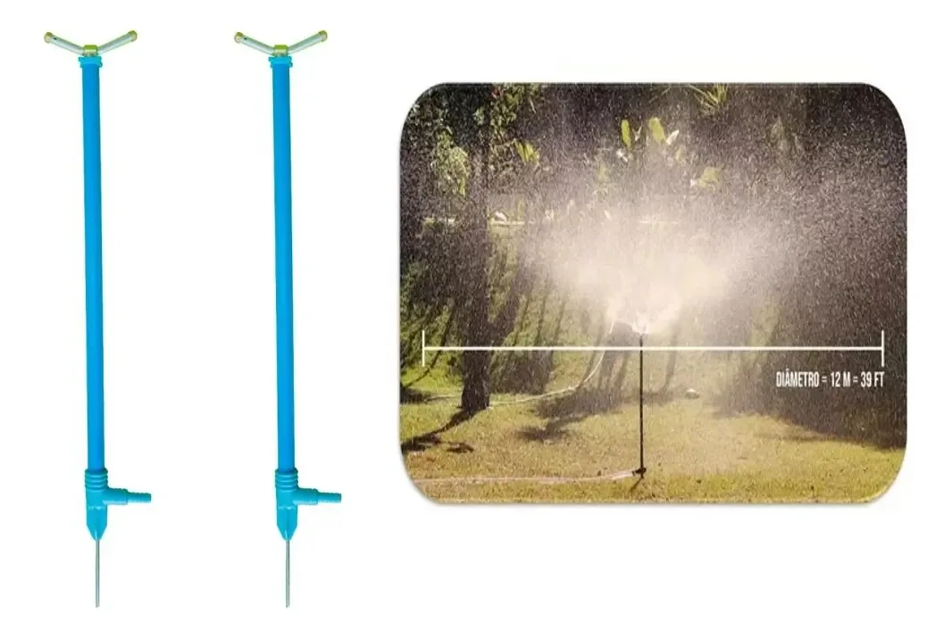 Kit 2 Aspersor Irrigação Horta/jardim Aluminio Grande 50cm