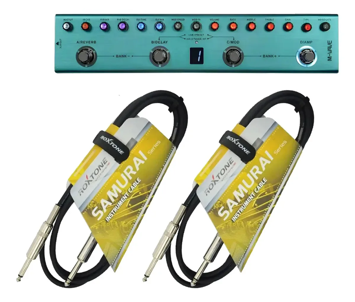 Pedaleira Guitarra Recarregável Multi Efeitos + 2 P10/p10 3m Cor Azul-aço