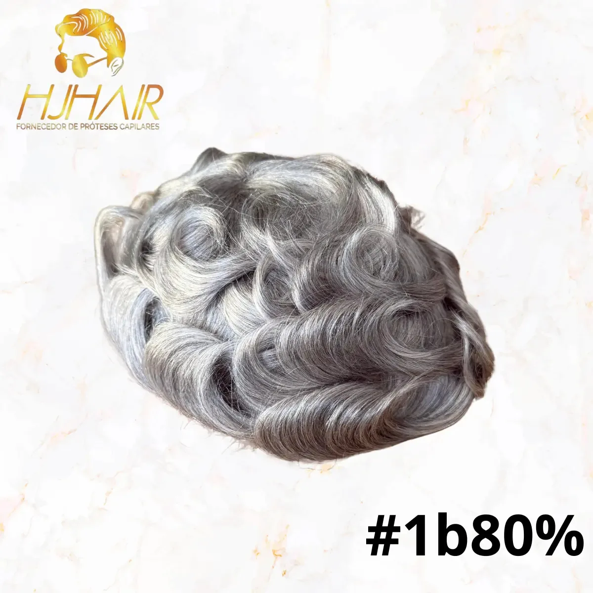 Próteses Capilar ! Cabelo 100% Humano Micropele!! Excelente Tamanho Da Base 20x25 Tonalidade 1b80 Cast.escuro Com 80 Grisalho