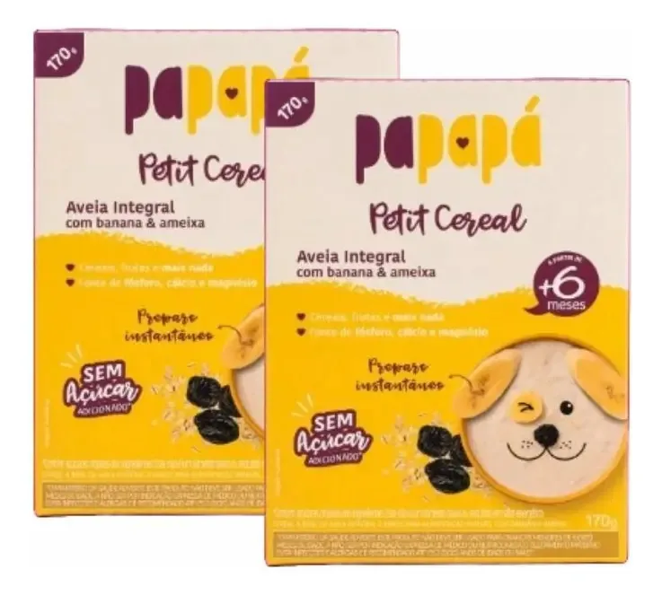 Kit 2x: Cereal Infantil Aveia, Banana E Ameixa Papapá 170g