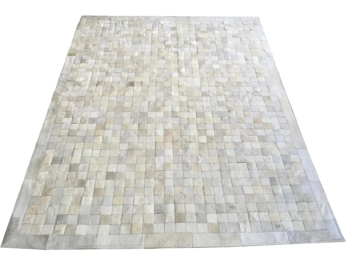 Tapete De Couro Branco 1,50x2,00 Com Bordas