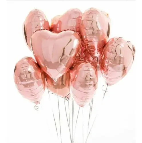 50 Balão Metalizado Coração 45 Cm Decoração Festa Rose Gold