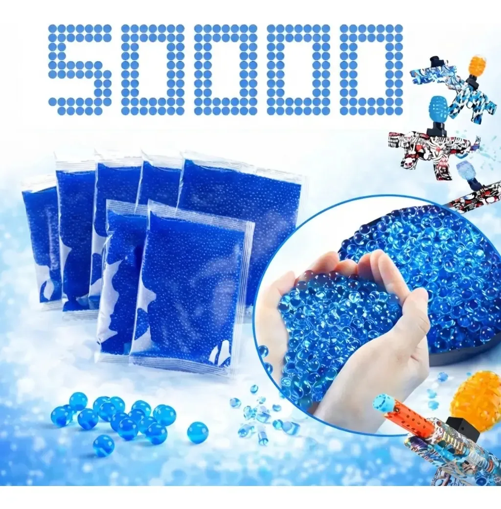 Kit 50 Mil Bolinhas De Gel Para Arma De Brinquedo Munição Cor Azul Arminha Elétrica Ak47 Decoração Shiny Love