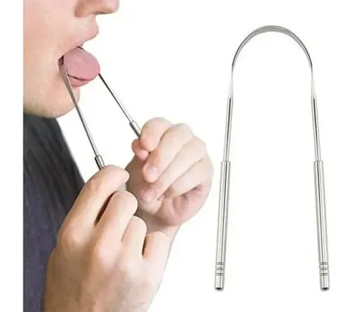 Raspador Limpador De Língua Em Aço Inox Para Higiene Bucal