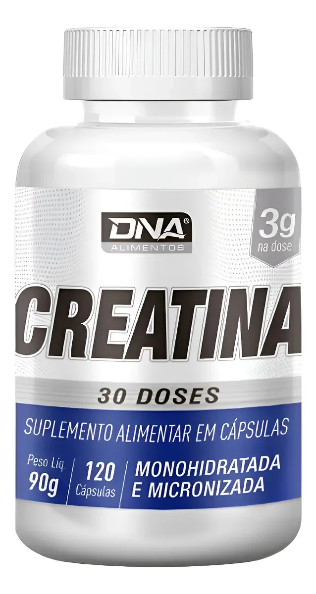 Creatina Monohidratada Micronizada DNA Suplementos 120 Cápsulas Neutra