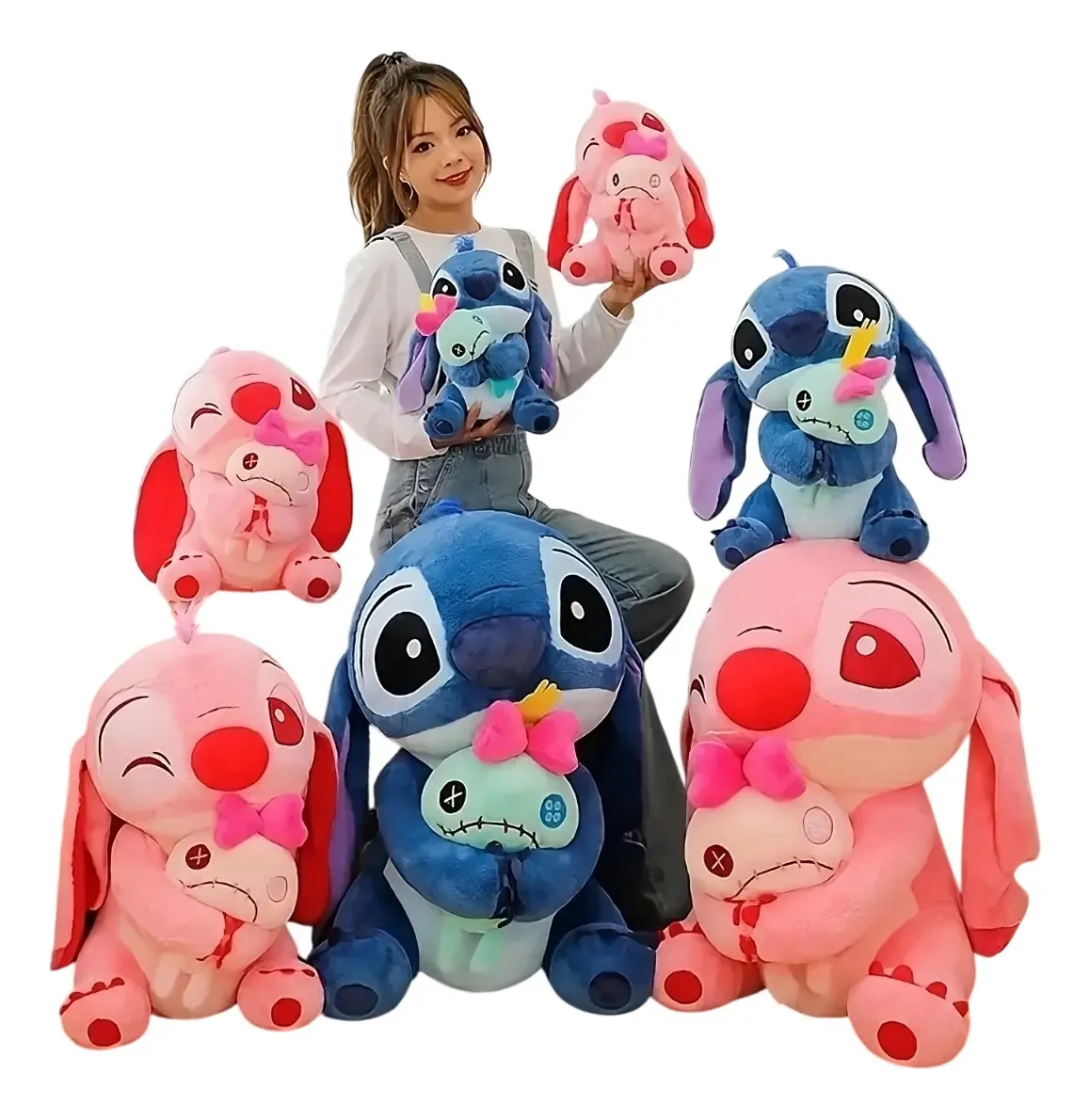 Pelúcias Stitch Disney 60cm Lilo Stitch + Xepa Scrump 30cm Cor Stitch Xepa