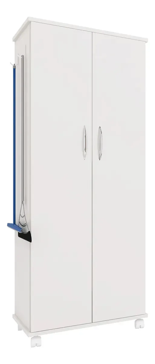 Estante 2 Portas Com 4 Rodas E 5 Prateleiras Multiuso Cor Branco
