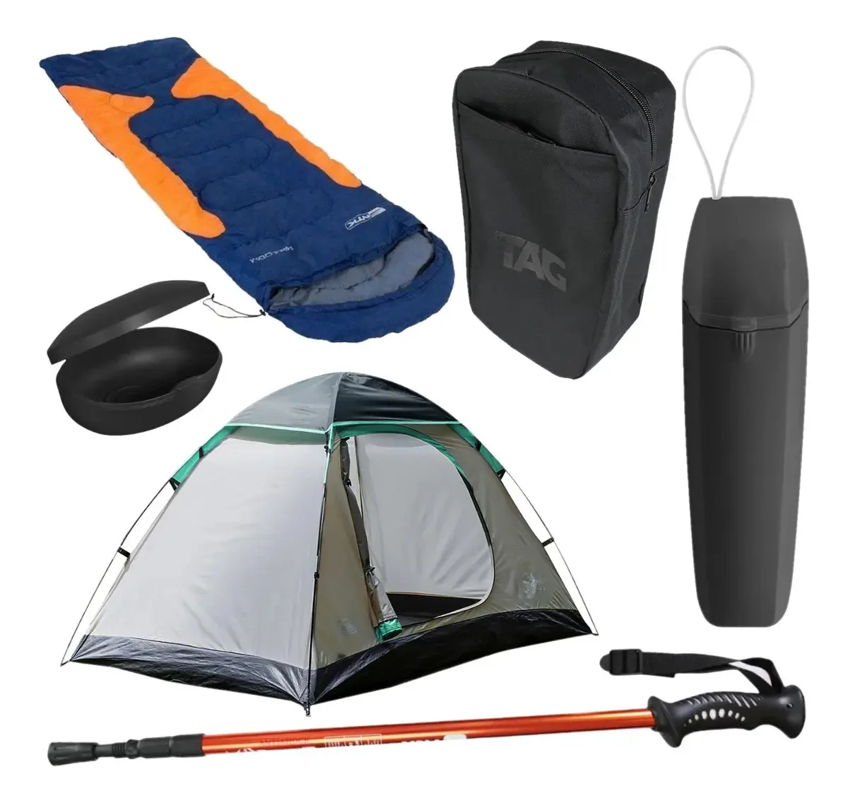 Kit Camping Com Organização E Higiene Para Suas Aventuras Cor Cinza E Verde