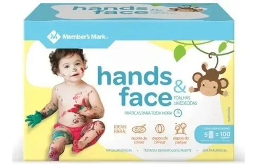 Toalhas Umedecidas Lenços Hands & Face 100u. Pack Econômico