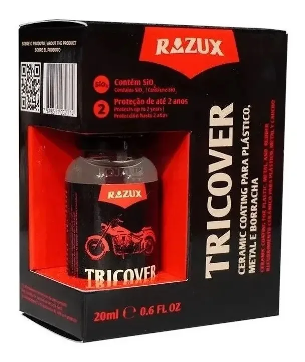 Ceramic Coating Plástico Metal Borracha Preto 20ml Razux