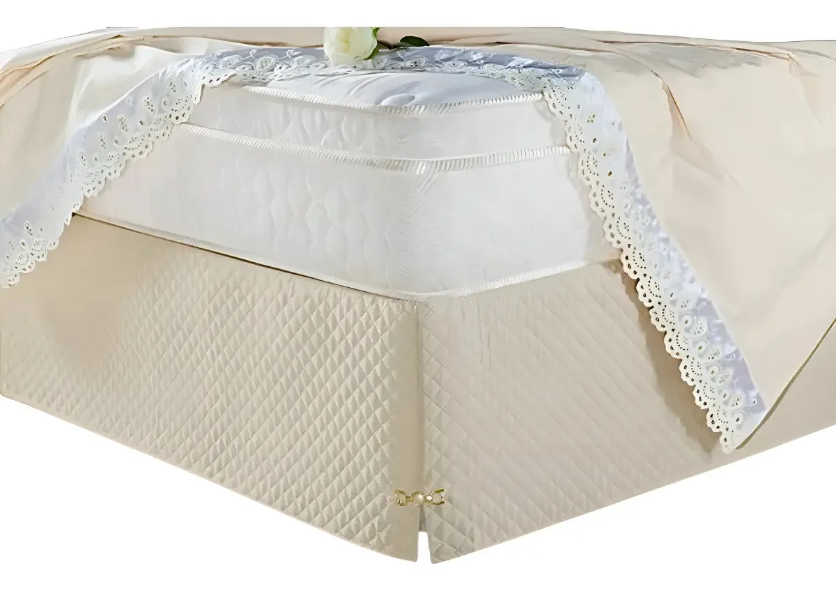 Saia Box King Creme Matelassado Decorativa Para Cama Baú