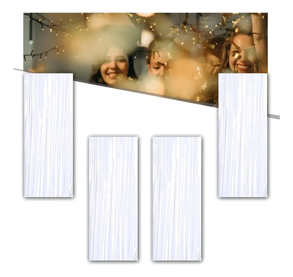 Kit 4 Cortinas Metálicas Henrylux Branco 2x1m Decoração Festas