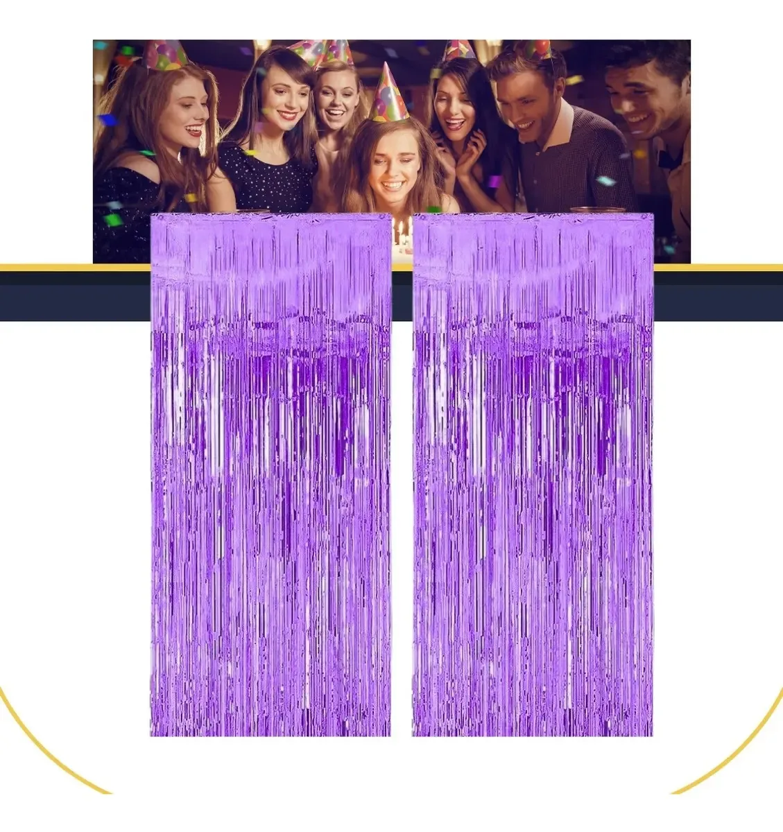2 Cortinas Metalizada Lisa Franja Para Festa 2x1m Decoração Cor Roxo