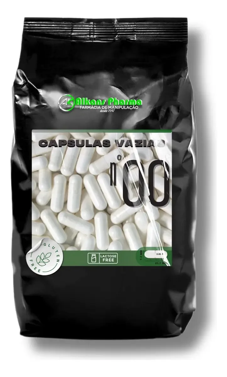100 Cápsulas Vazias De Gelatina Nº 00 Cor Branca