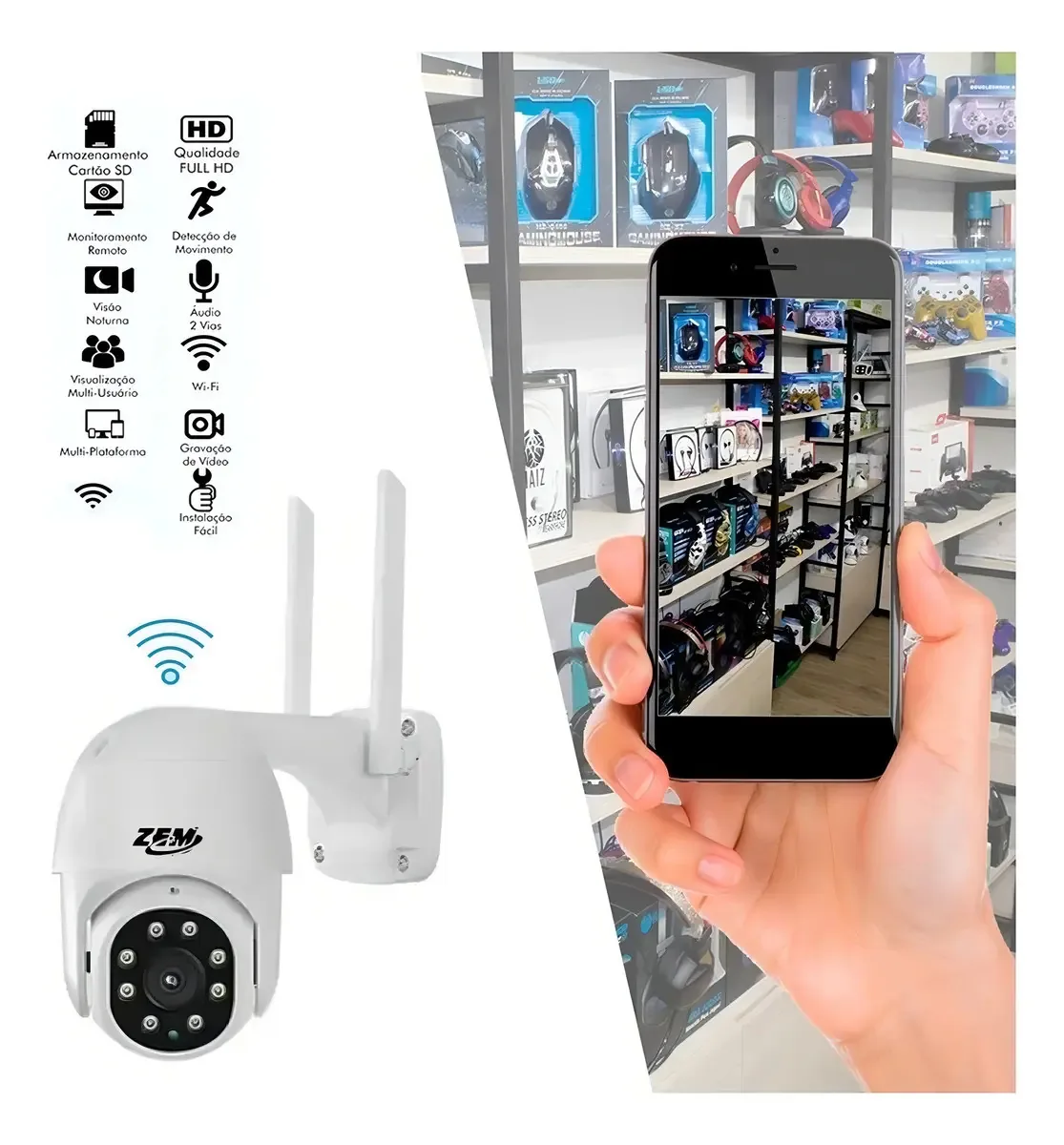 Camera Segurança Wifi 360 Graus Prova D'água Rt009 C/alarme