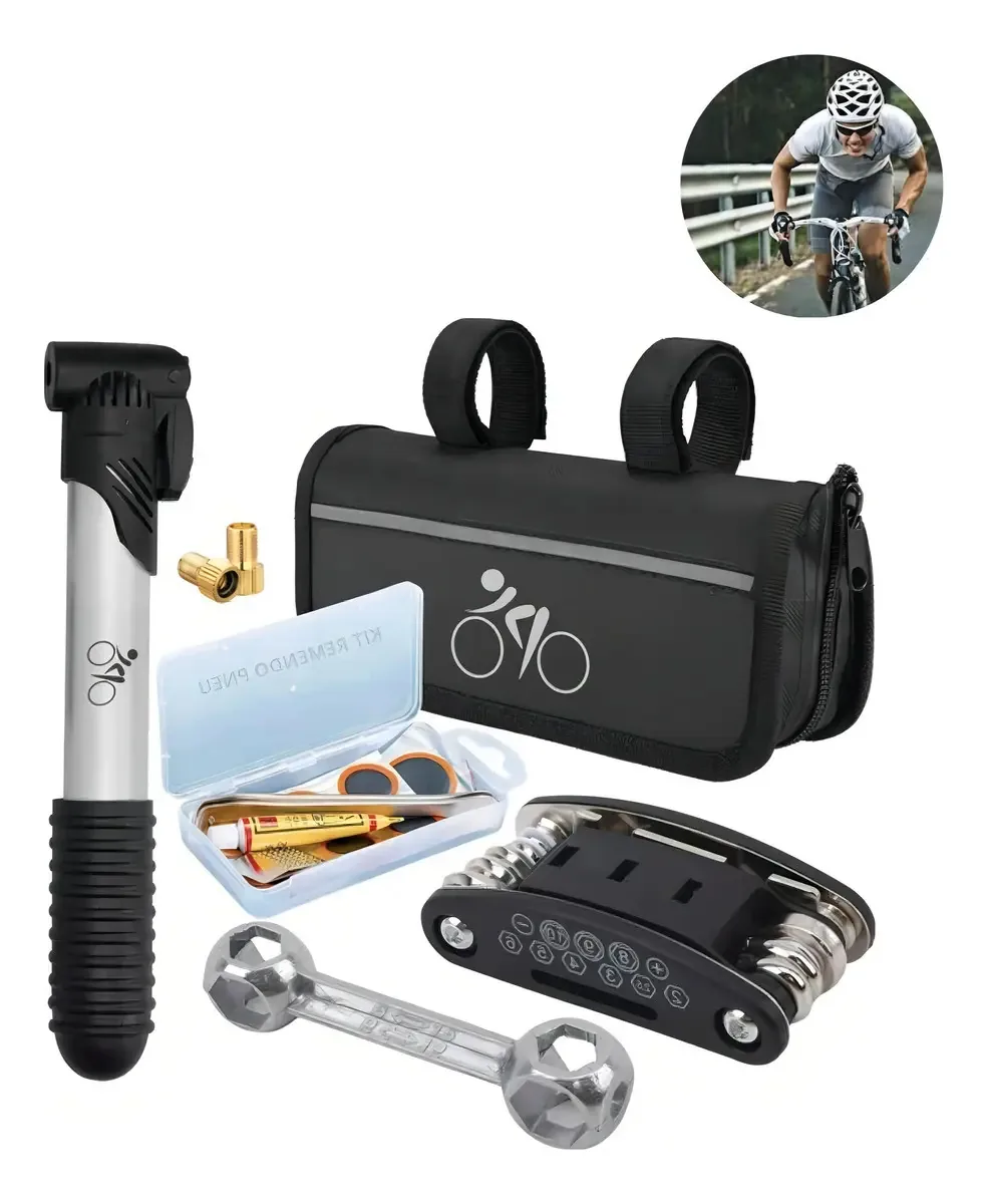 Bolsa Kit Ferramentas Bicicleta Completo Bomba Ar Remendo