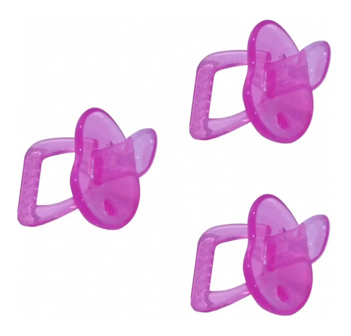 3 Chupetas 100% Silicone Para Bebês De 6 Meses A 2 Anos Cor Rosa