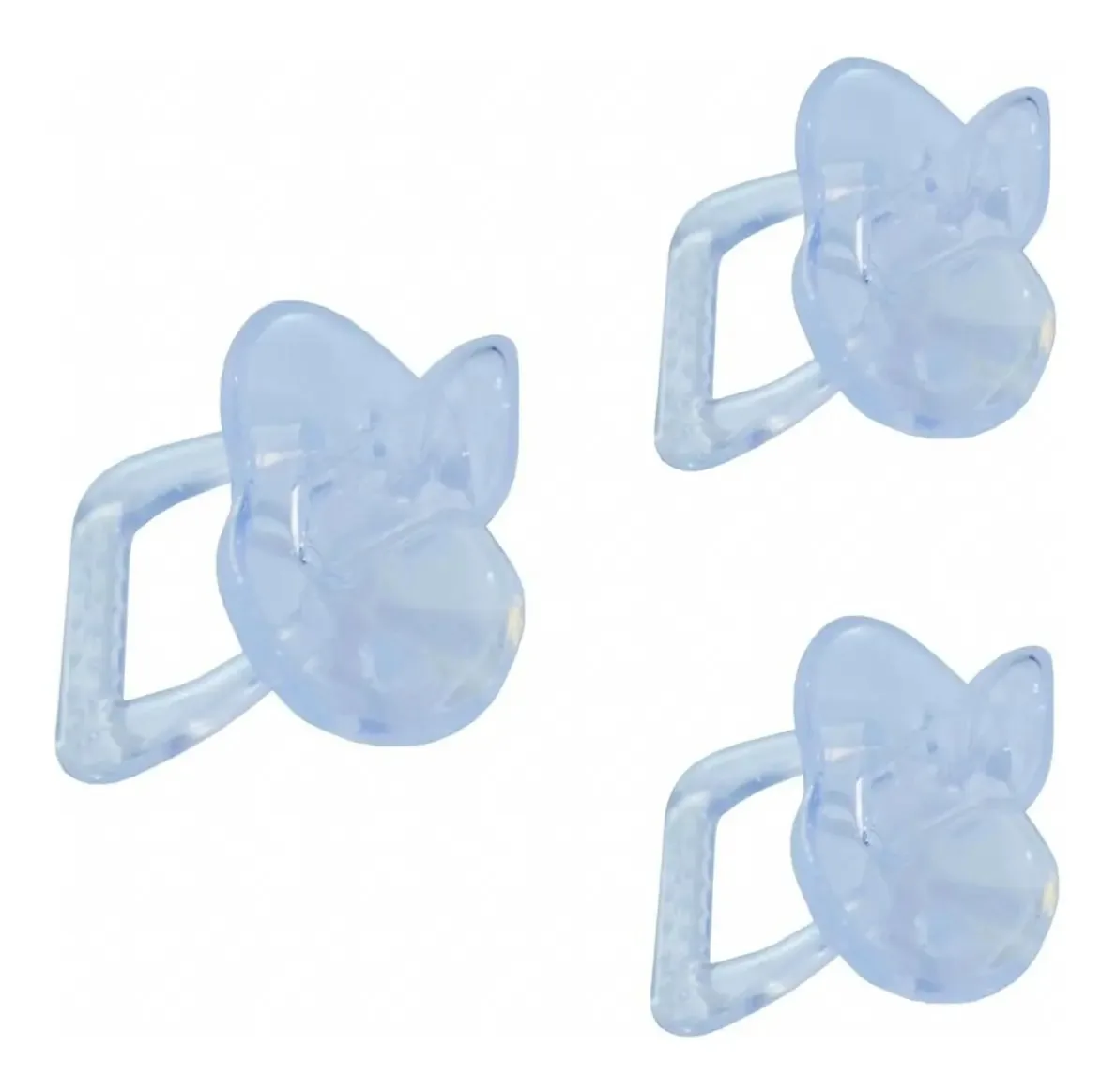 3 Chupetas 100% Silicone Para Bebês De 6 Meses A 2 Anos Cor Transparente
