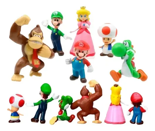 Kit 6 Bonecos Bbacomercio Mario Bros Miniaturas Colecionáveis PVC