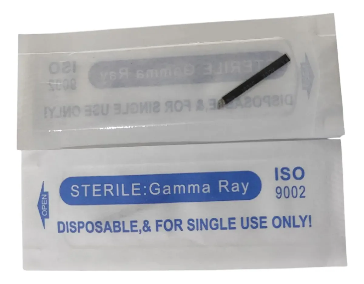 10 Lâminas Para Tebori 9 Flex Chanfrada 0,18mm Nano