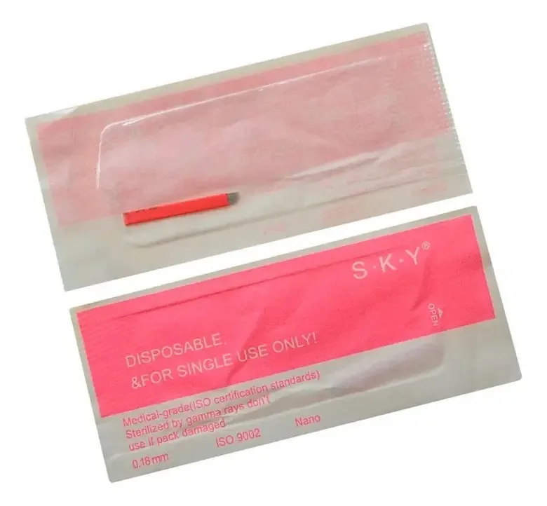 30 Lâminas Para Tebori 12 Flex Chanfrada 0,18mm Nano