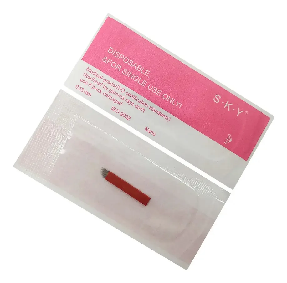 20 Lâminas Para Tebori 16 Flex Chanfrada 0,18mm Nano