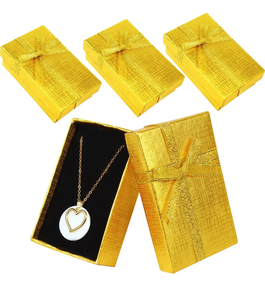 Kit 48 Caixinhas Para Jóias Colares Brincos Anéis Bijuterias Cor Dourado