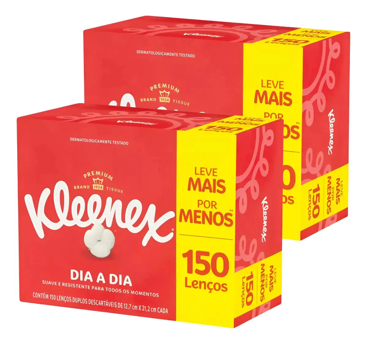 Kit 2 Lenço De Papel Kleenex Descartável Toalha Folha Dupla Branco