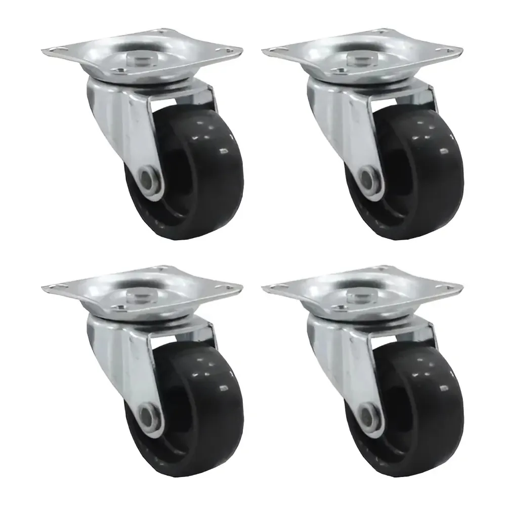 Kit C/4 Rodízios Ferragens C/ Trava Para Móveis 32mm Preto