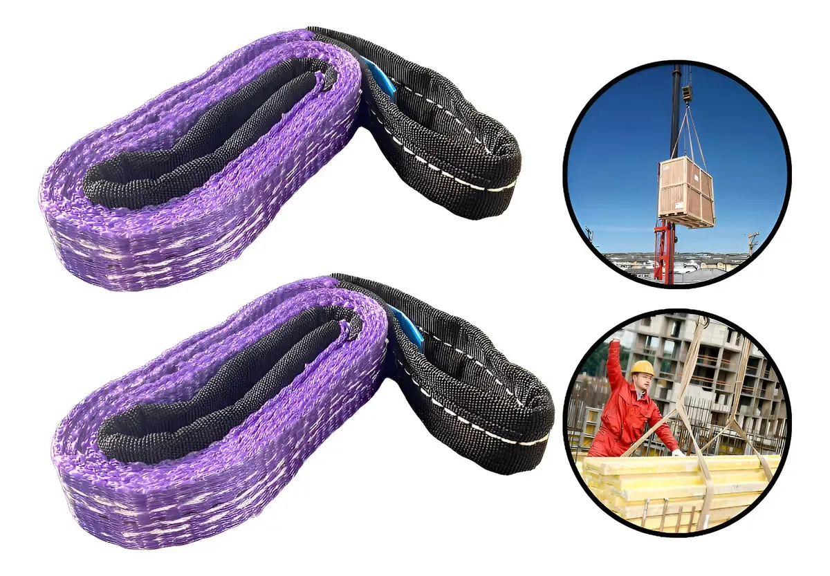 Kit 2 Cintas Para Elevação De Cargas 30mm Para 1 Tonelada X 2 Metros Violeta