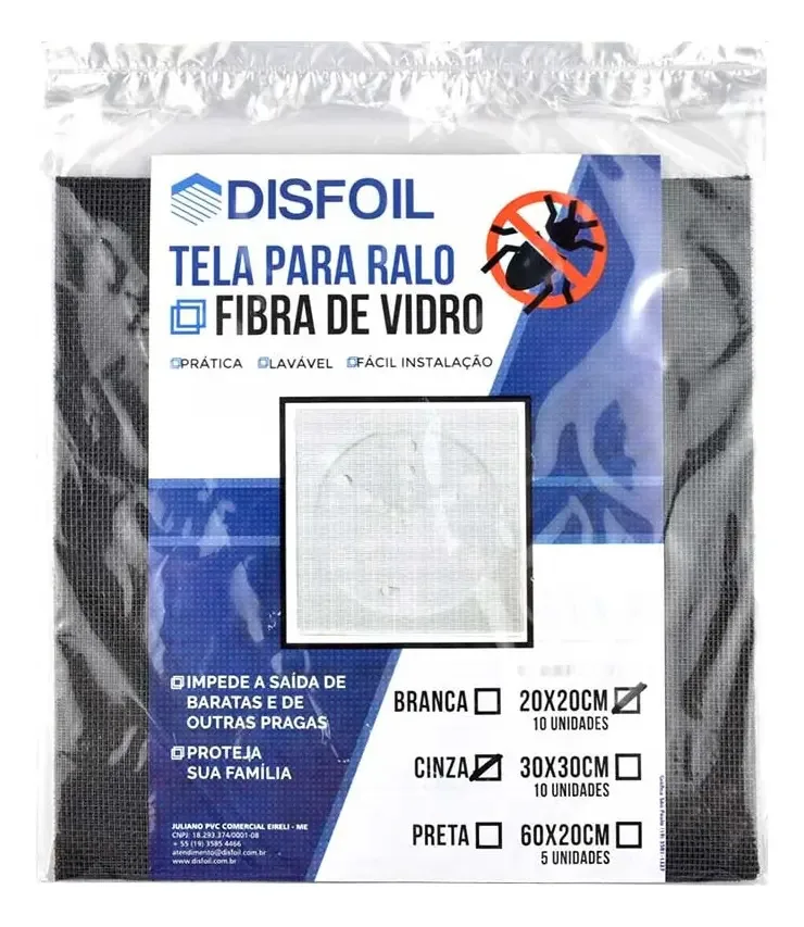 Kit 10 Tela Para Ralo 20x20cm Proteção Baratas Escorpiões Cor Cinza