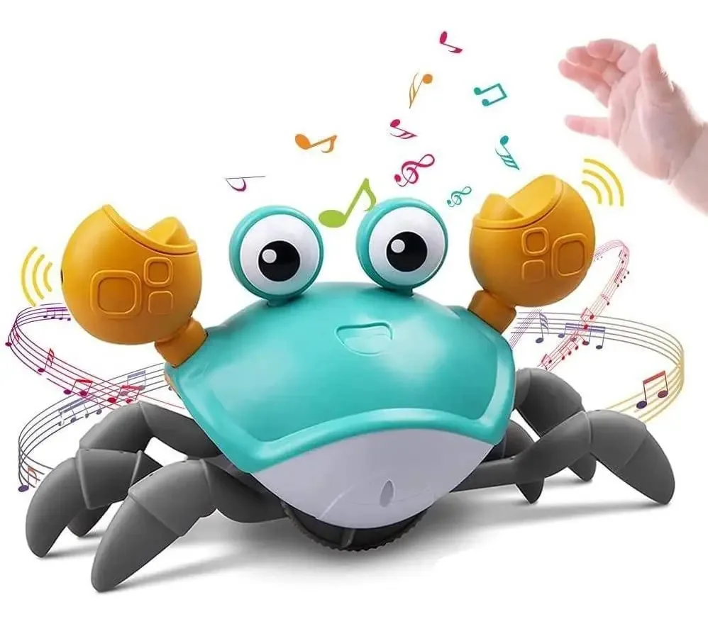 Brinquedo Caranguejo Fujão Toca Musica Sensor Indução Robô