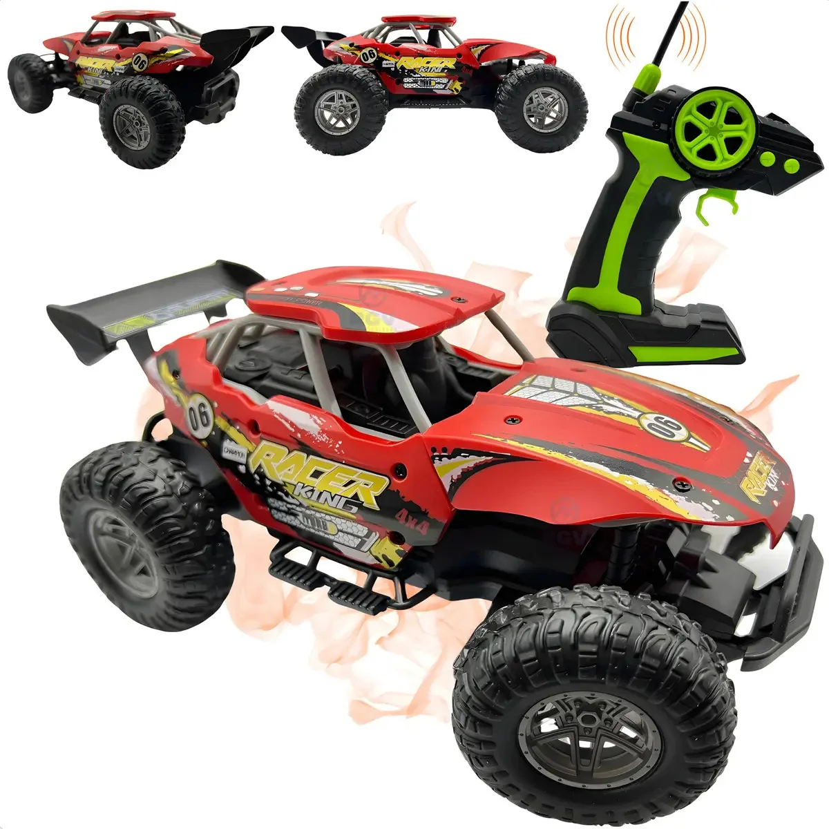 Carrinho Controle Remoto Buggy Corrida Bateria Recarregável Cor Vermelho