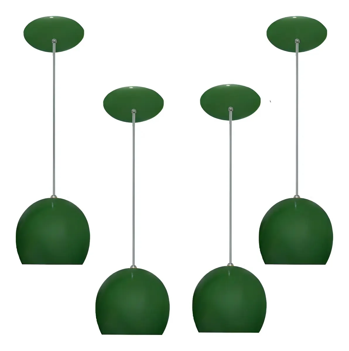 Kit 4 Luminárias Pendentes Amandini Bolinha Alumínio Verde Bivolt E27