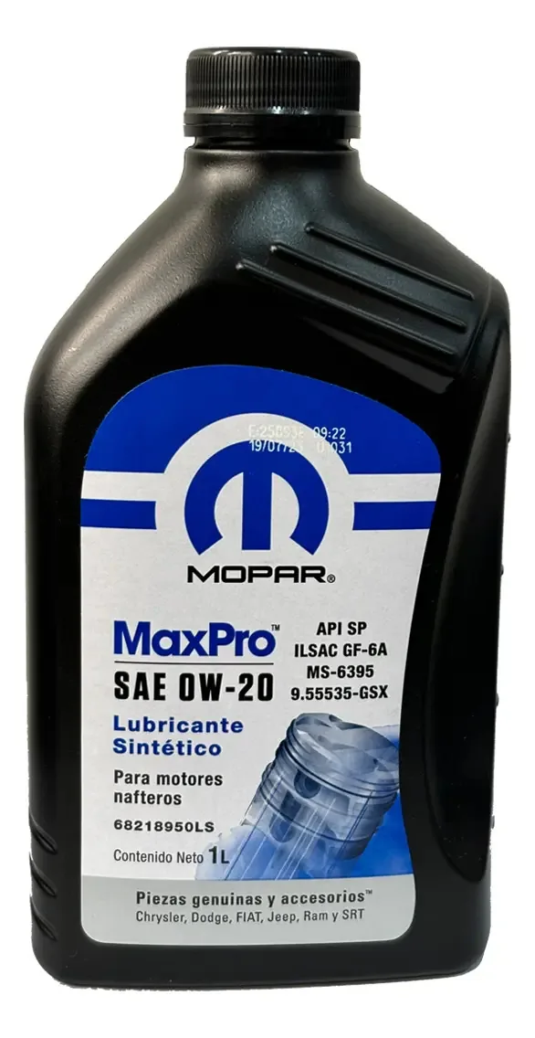 Óleo Motor Sintético 1l 0w20 Mopar Fiat K68218950la