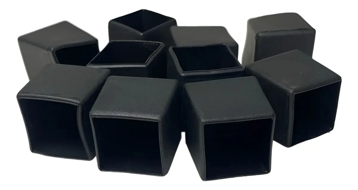 Ponteira Antiderrapante Preta Quadrada PVC 30mm