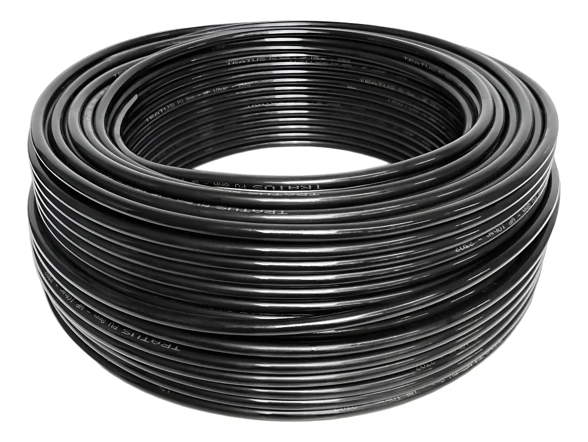 Mangueira Pneumática Tubo PU Preta 4mm 10m para Compressor e Automação