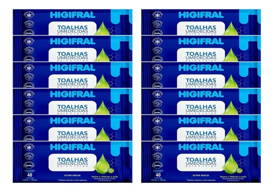 Toalhas Umedecidas Uso Adulto 25 X 20 Cm Caixa Atacado 12pct