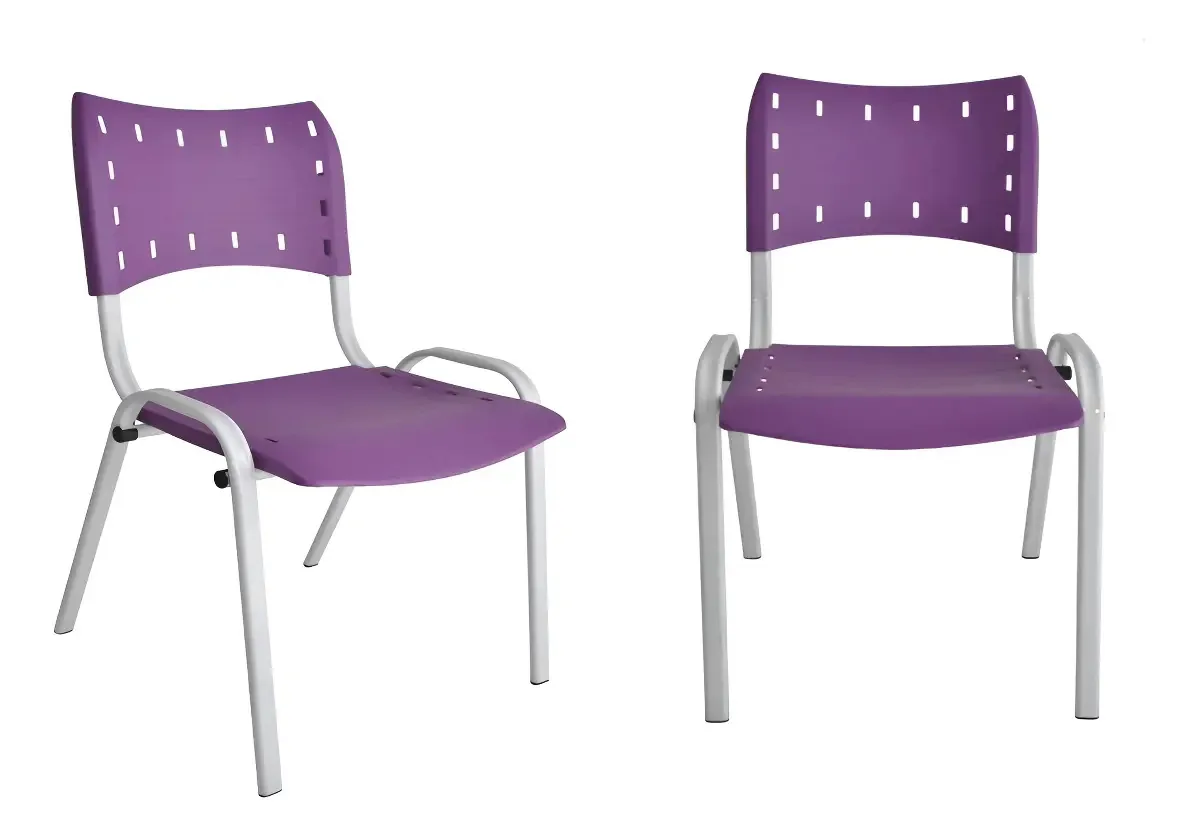 Cadeira Iso Empilhável EcomHome Violeta Escritório Consultório Kit 2 Unidades
