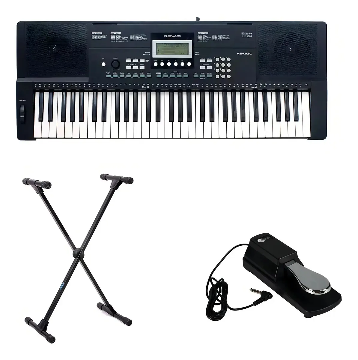 Teclado Roland KB330 Preto com Suporte e Pedal Sustain