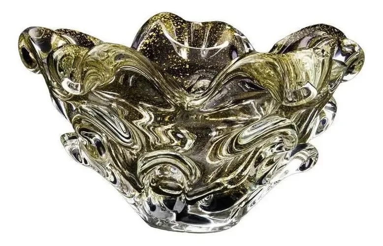 Centro De Mesa Em Cristal Murano Com Ouro São Marcos 25cm